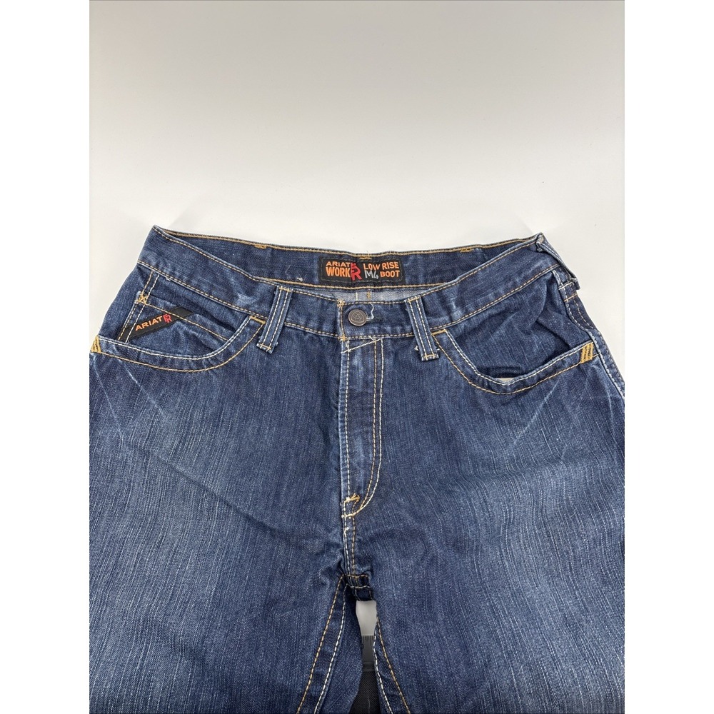 Ariat M4 FR CAT 2 2112 Jeans Mens 35x34 Blue Denim Low Rise Boot Cut Work Pant